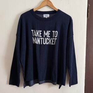 Town Pride | Take Me To Nantucket Intarsia Knit Navy Blue Sweater | Small